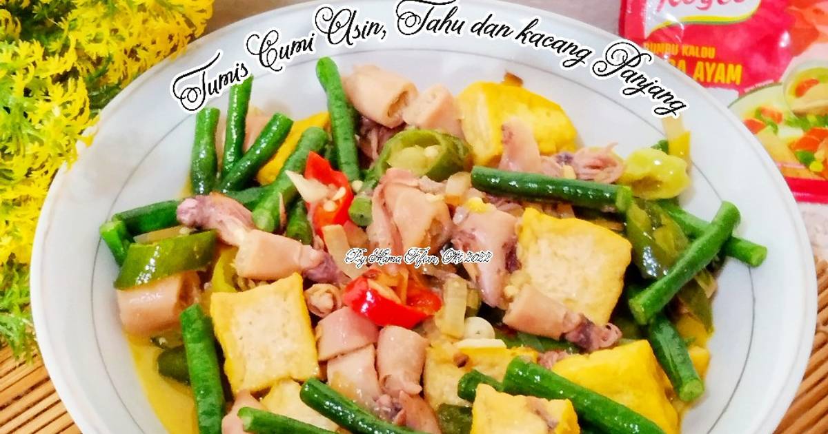 Resep Tumis Cumi Asin Tahu Dan Kacang Panjang Oleh Lanjarsih Mama