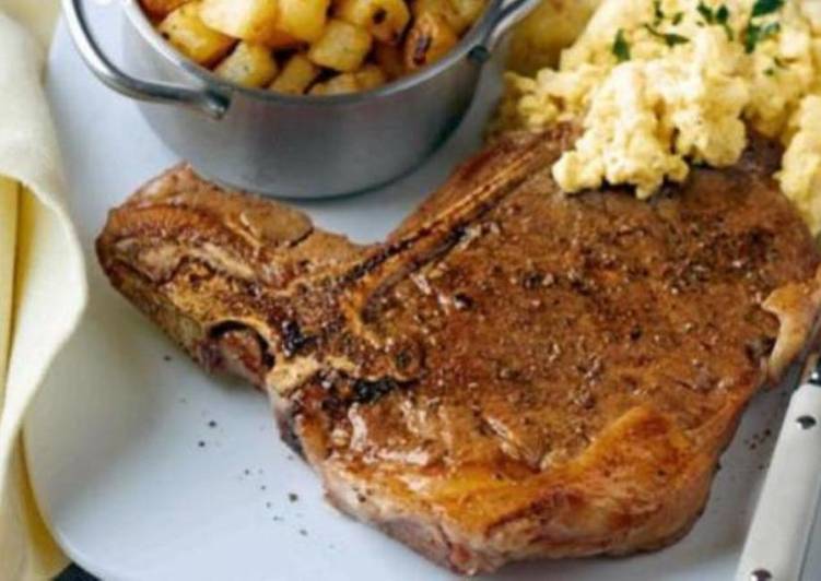 Simple Way to Make Speedy Best T Bone Steak with Hash Browns