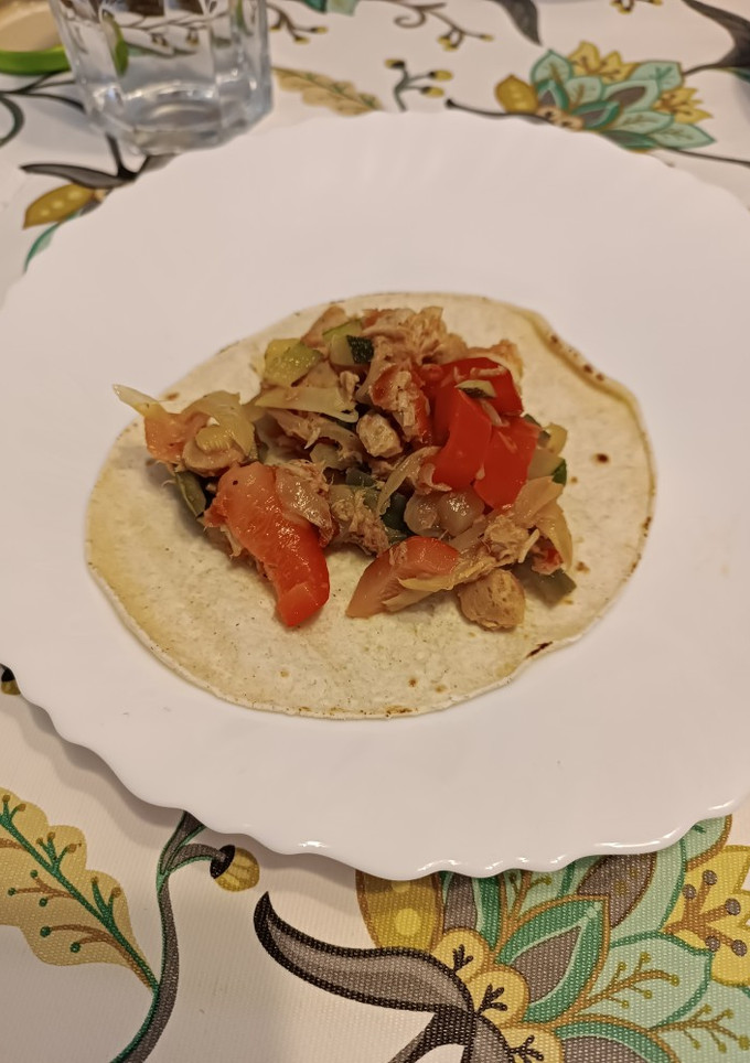 Una foto de Relleno para tacos o fajitas: pimiento, soja texturizada y atún