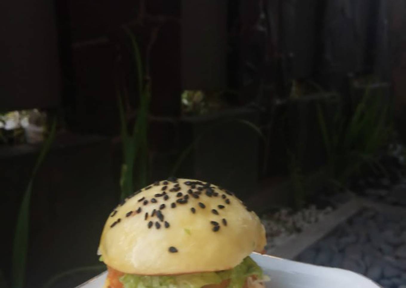 Burger kukus ikan crispy