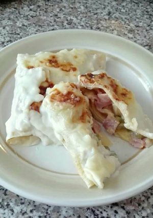 Una foto de Crepes salados con guisantes