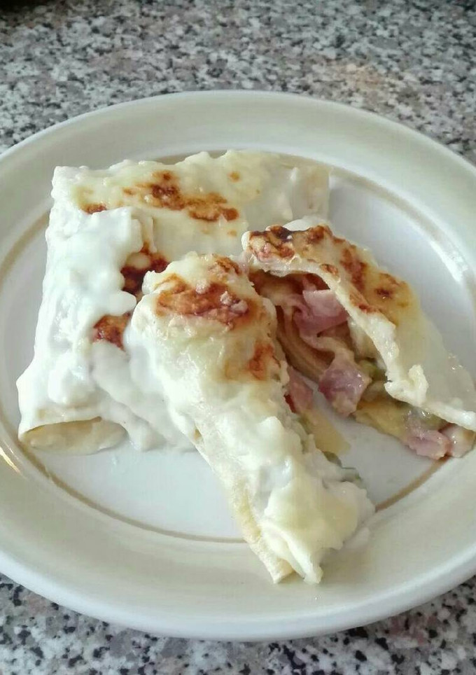 Una foto de Crepes salados con guisantes