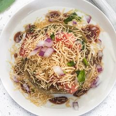 A picture of Homemade mix vegetable tikki chaat.