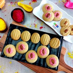 A picture of Besan coconut cookies.