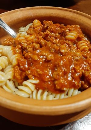 Una foto de Pasta con salsa boloñesa
