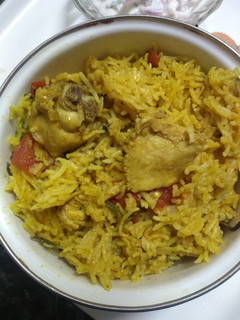 A picture of Chicken biryani.