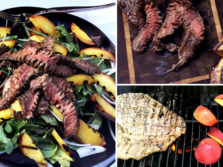 Easy Steps to Prepare Recipe Grilled Wagyu Beef Top Round Steak and Peaches Salad that is  Makes Drooling, Perfect}