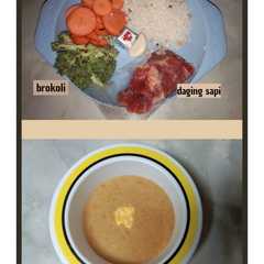 A picture of Bubur daging sapi with brokoli wortel MPASI 7 MONTH.