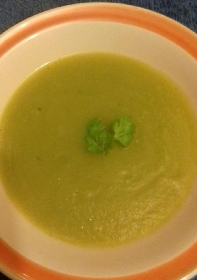 Una foto de Crema de chayote y calabacita (en agua)