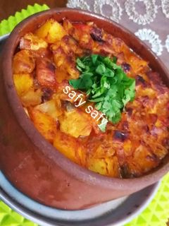 صورة لوصفة اسرع طاجن بطاطس بالفراخ والمشروم