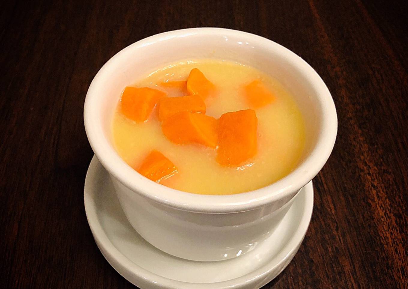 Delicious sweet potato soup with coconut milk dessert