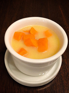A picture of Delicious Split Yellow Mung Bean Sweet Potato with Coconut Milk Dessert Soup.
