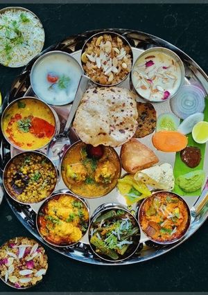 A picture of Indian thalis are the best for family meals.