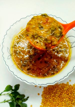 A picture of Thottakoora Pappu (Andhra Style Dal With Amaranth Leaves).