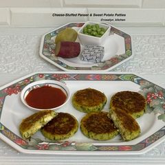 A picture of "Cheese-Stuffed Paneer & Sweet Potato Patties".