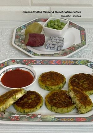 A picture of "Cheese-Stuffed Paneer & Sweet Potato Patties".