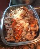 Fideos “spaghetti” como los hacia mi abuela, pero de harina de garbanzos y con salsa de portobellos