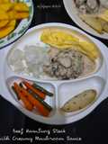 Beef Hamburg Steak with Creamy Mushroom Sauce