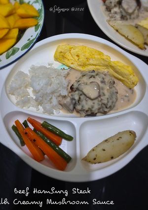 Foto resep Beef Hamburg Steak with Creamy Mushroom Sauce