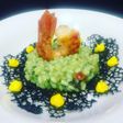 Risotto de gambas con alga wakame y plancton con all i olli de azafrán