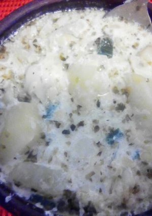 Una foto de Papas a la crema con mote