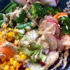 A picture of Rainbow Buddha Bowl - vegan.