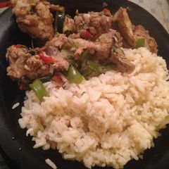 A picture of Chicken with rice.
