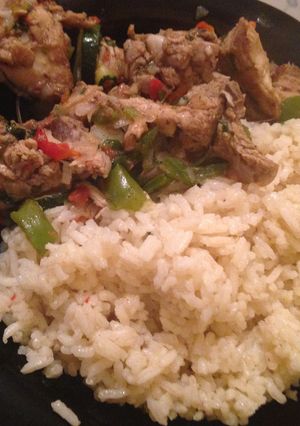 A picture of Chicken with rice.