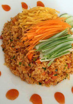 Hình của món Cơm rang kim chi.