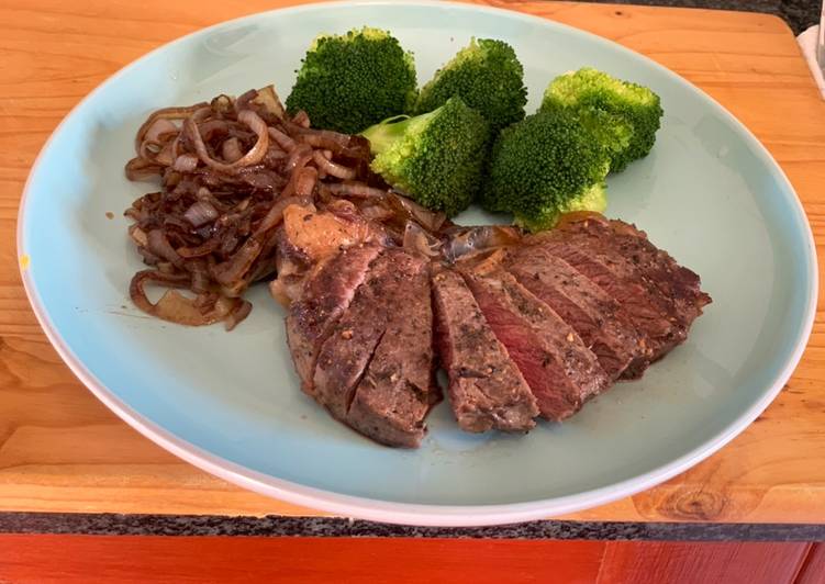 Pan fried Steak and Balsamic Onions