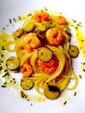 Spaghetti Zucchine Romane e Gamberetti