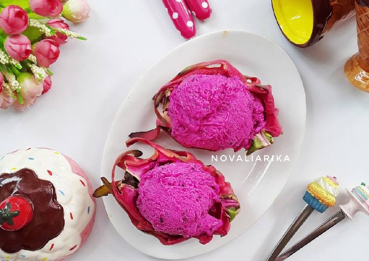 Resep Ice Cream Buah Naga (Anti Gagal), Bisa Manjain Lidah