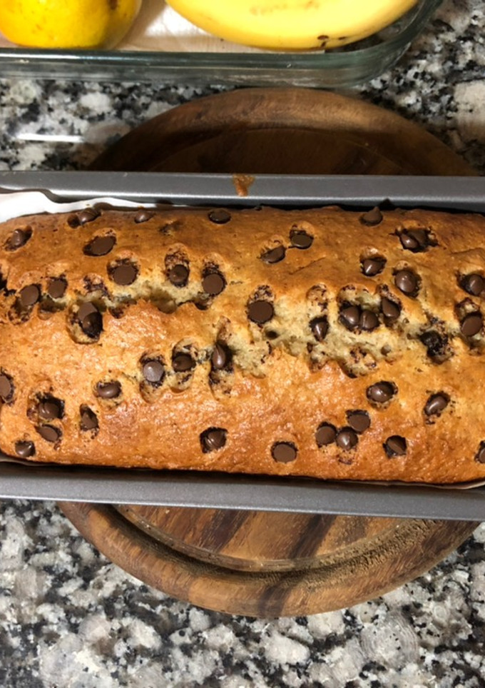 Una foto de Budín de banana y chips de chocolate