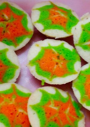 A picture of Tri Colour Idli.