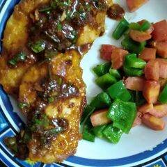 Chicken Steaks with red sauce A picture of Chicken Steaks with red sauce.