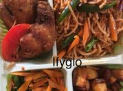 A picture of spaghetti and plantain
