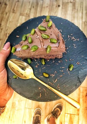 O poză a rețetei Cheesecake cu cioco și fistic.