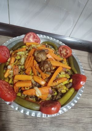 عکسی از دستور خوراک سیب زمینی با سبزیجات و ژامبون
