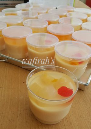 Foto resep Mango silky puding with fruit cocktail