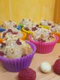 Muffins fit de frambuesas y macadamia