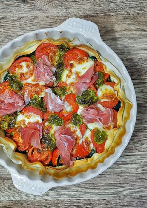 Une photo de Tarte aux tomates et épinards
