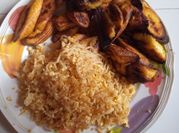 A picture of indomie and plantain