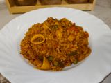 Arroz con calamare y gambones