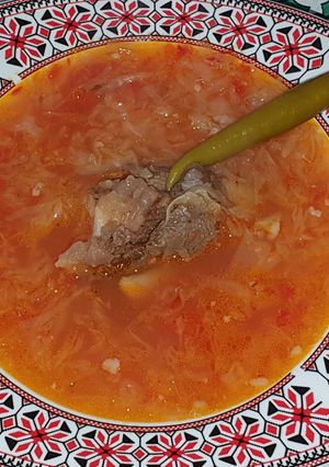 O poză a rețetei Borș de varză cu carne de capră.