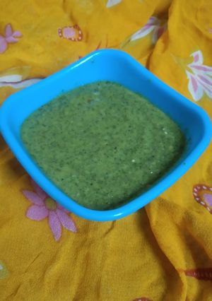 A picture of Raw mango and mint chutney.