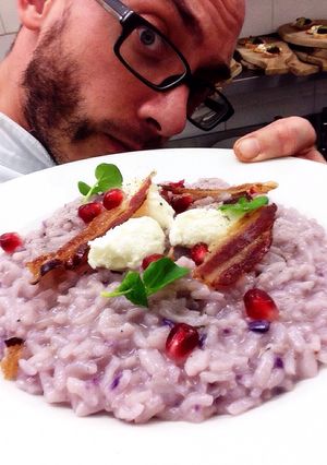 Foto di Cavolo viola risotto con stracchino e pancetta croccante