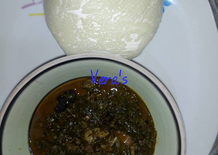 Recipe of Favorite Efere Afang ye Usung Udia(Afang soup and pounded yam) #Abuja#