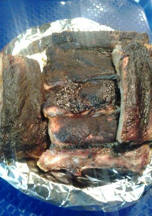 A picture of Mayan chocolate rubbed ribs.