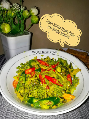 Resep Tumis Bunga Pepaya Daun Teri Bumbu Kuning Anti Gagal