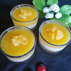 A picture of Triple layer orange pudding.